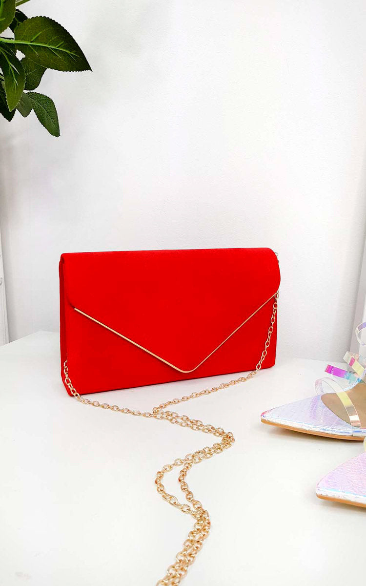 Faux Suede Envelope Clutch Bag Moda