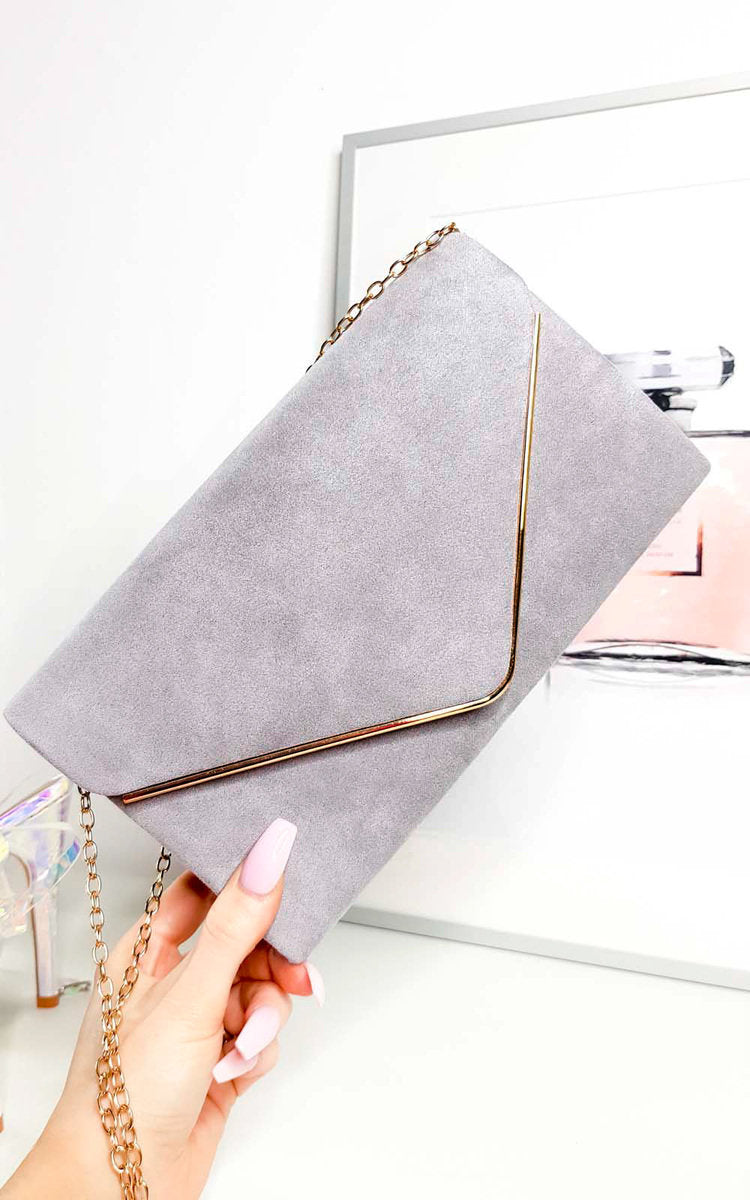 Faux Suede Envelope Clutch Bag Moda