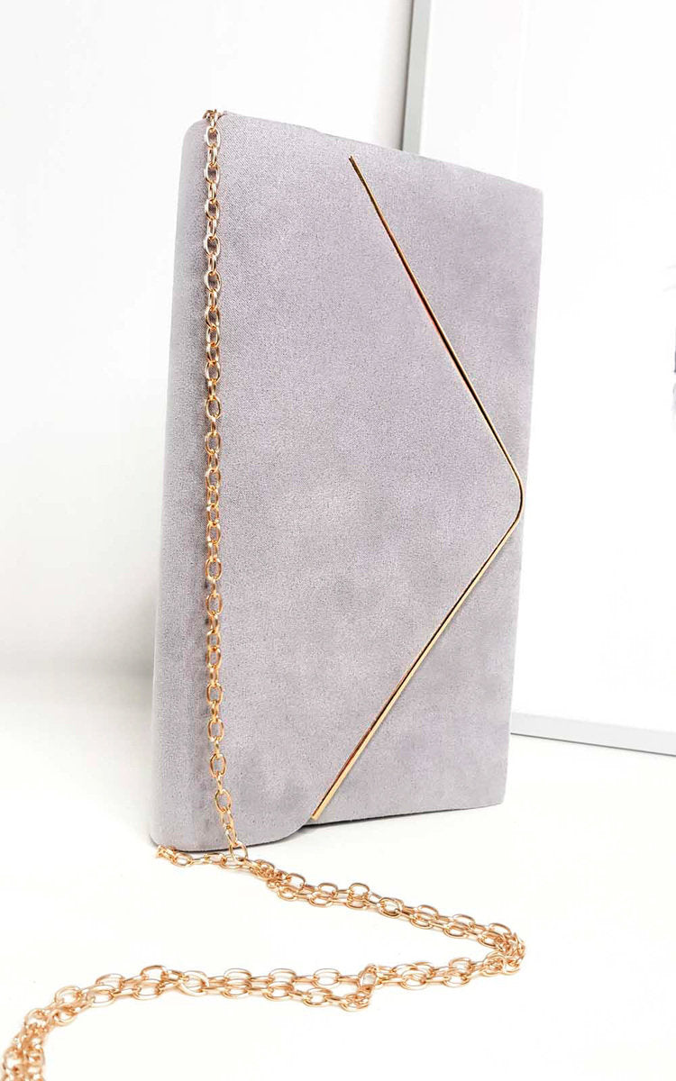 Faux Suede Envelope Clutch Bag Moda