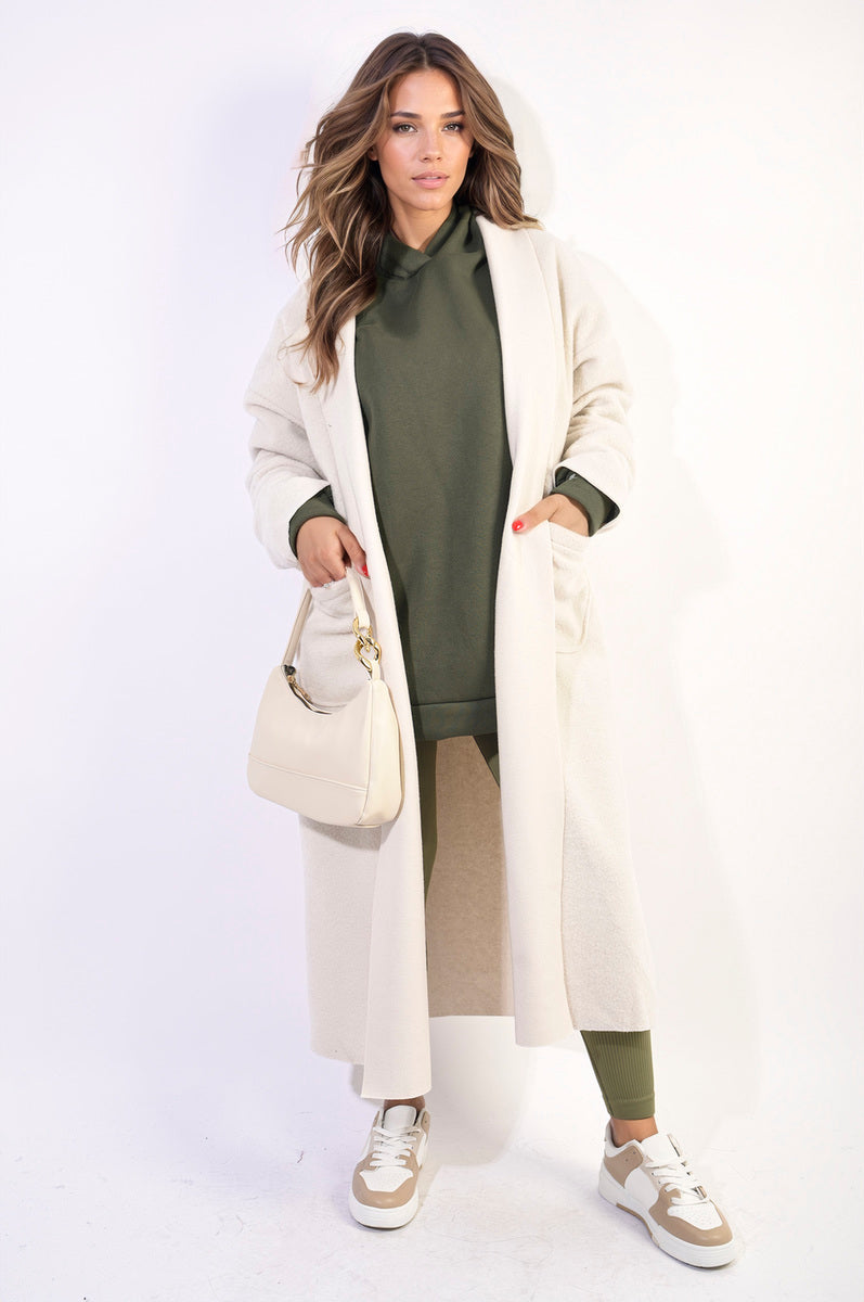 Open Front Pocket Long Loose Coat