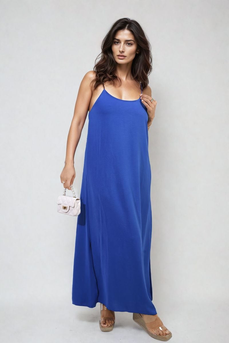 Spaghetti Strap Side Slit Maxi Dress Moda