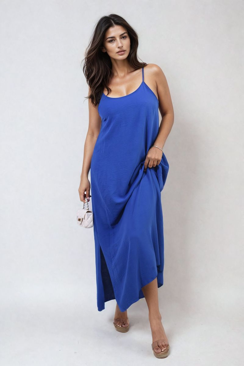 Spaghetti Strap Side Slit Maxi Dress Moda