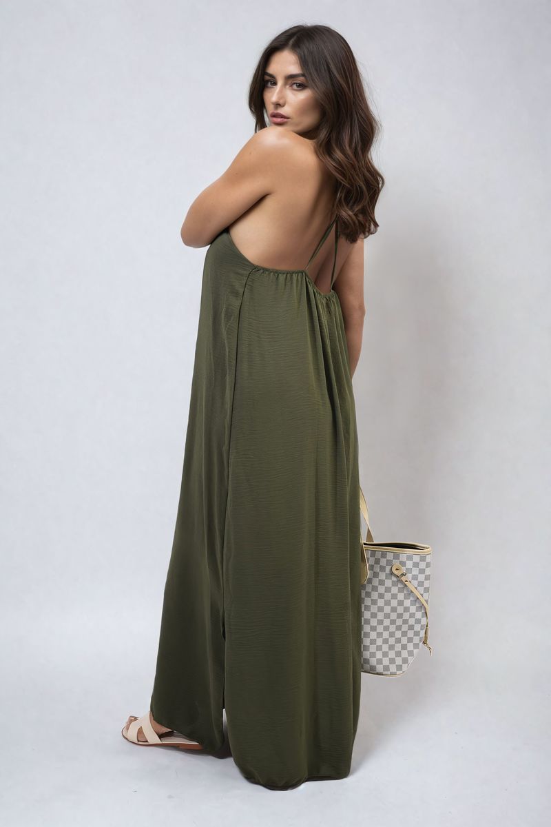 Spaghetti Strap Side Slit Maxi Dress Moda