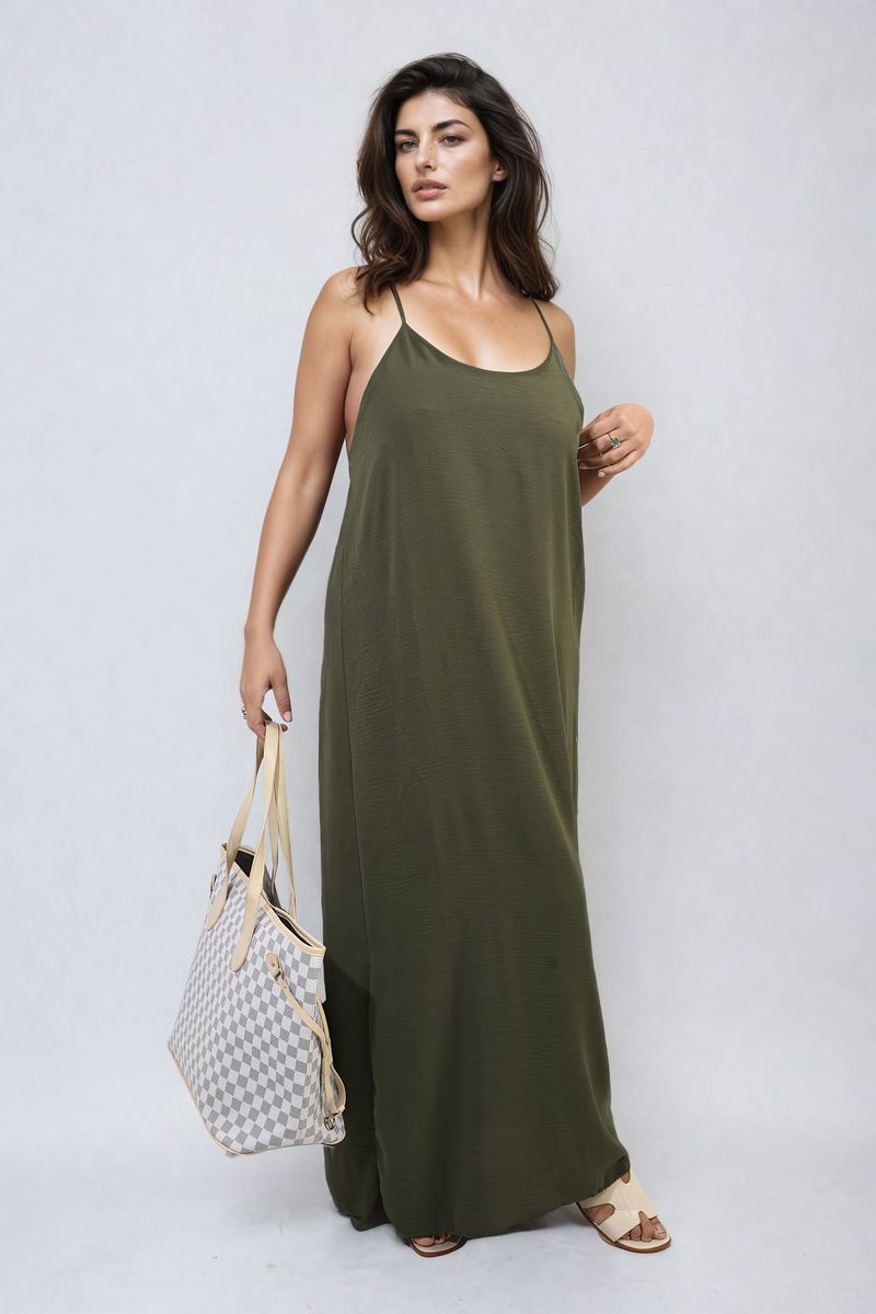 Spaghetti Strap Side Slit Maxi Dress Moda