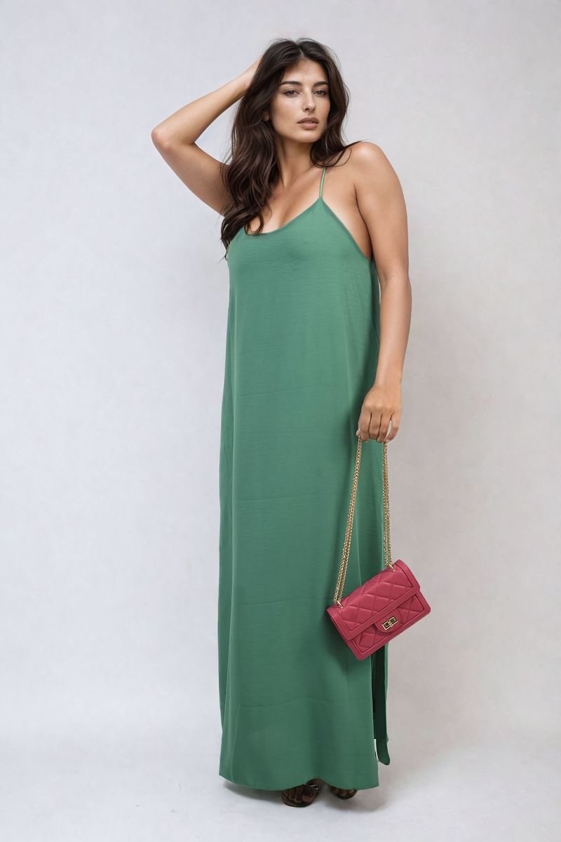 Spaghetti Strap Side Slit Maxi Dress Moda