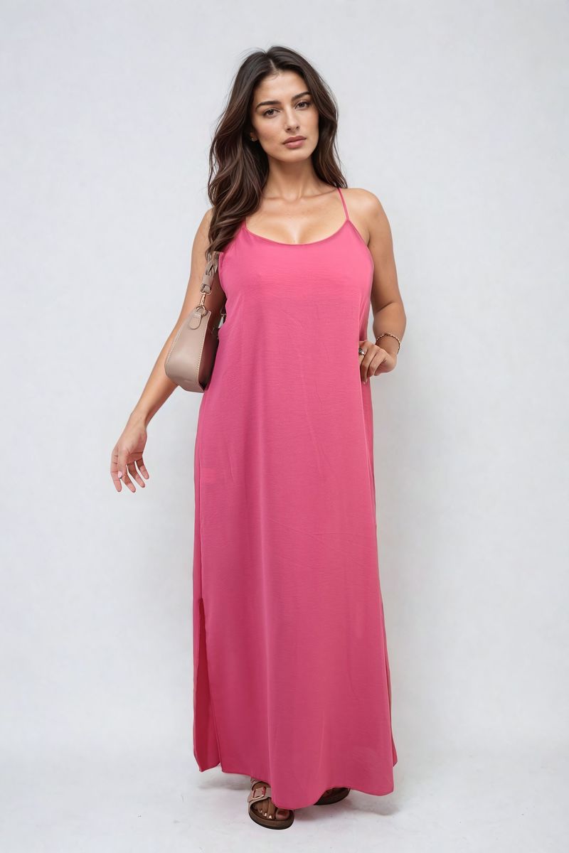 Spaghetti Strap Side Slit Maxi Dress Moda