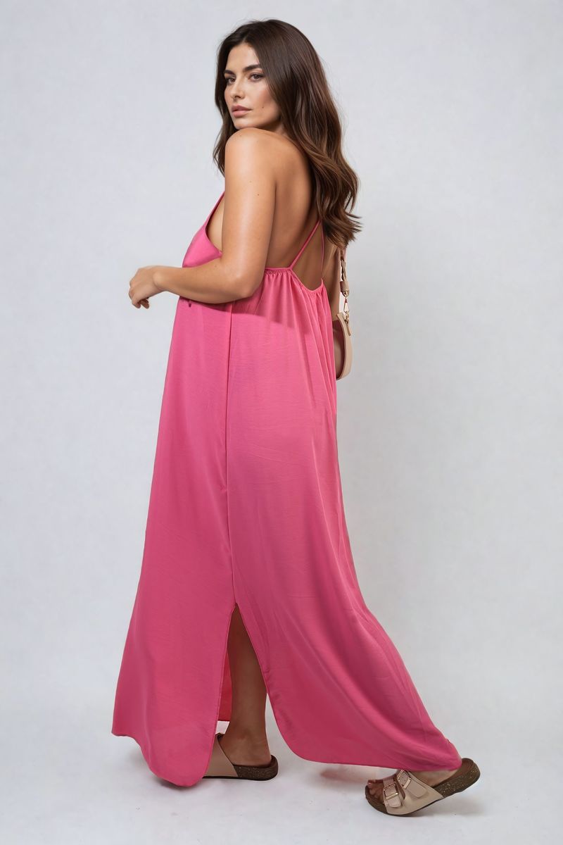 Spaghetti Strap Side Slit Maxi Dress Moda