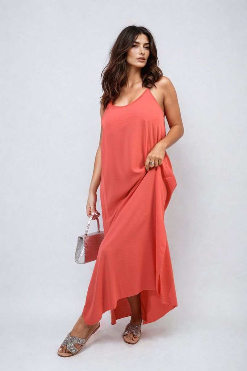 Spaghetti Strap Side Slit Maxi Dress Moda