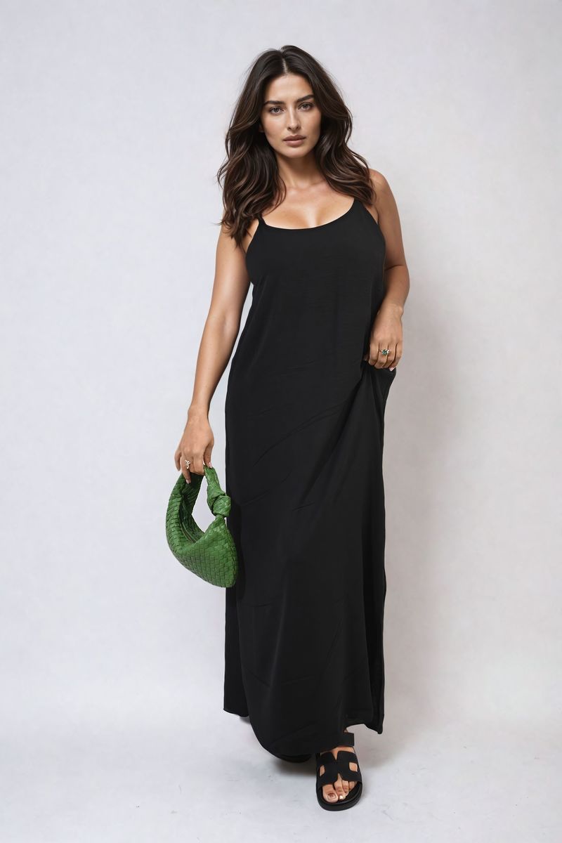 Spaghetti Strap Side Slit Maxi Dress Moda