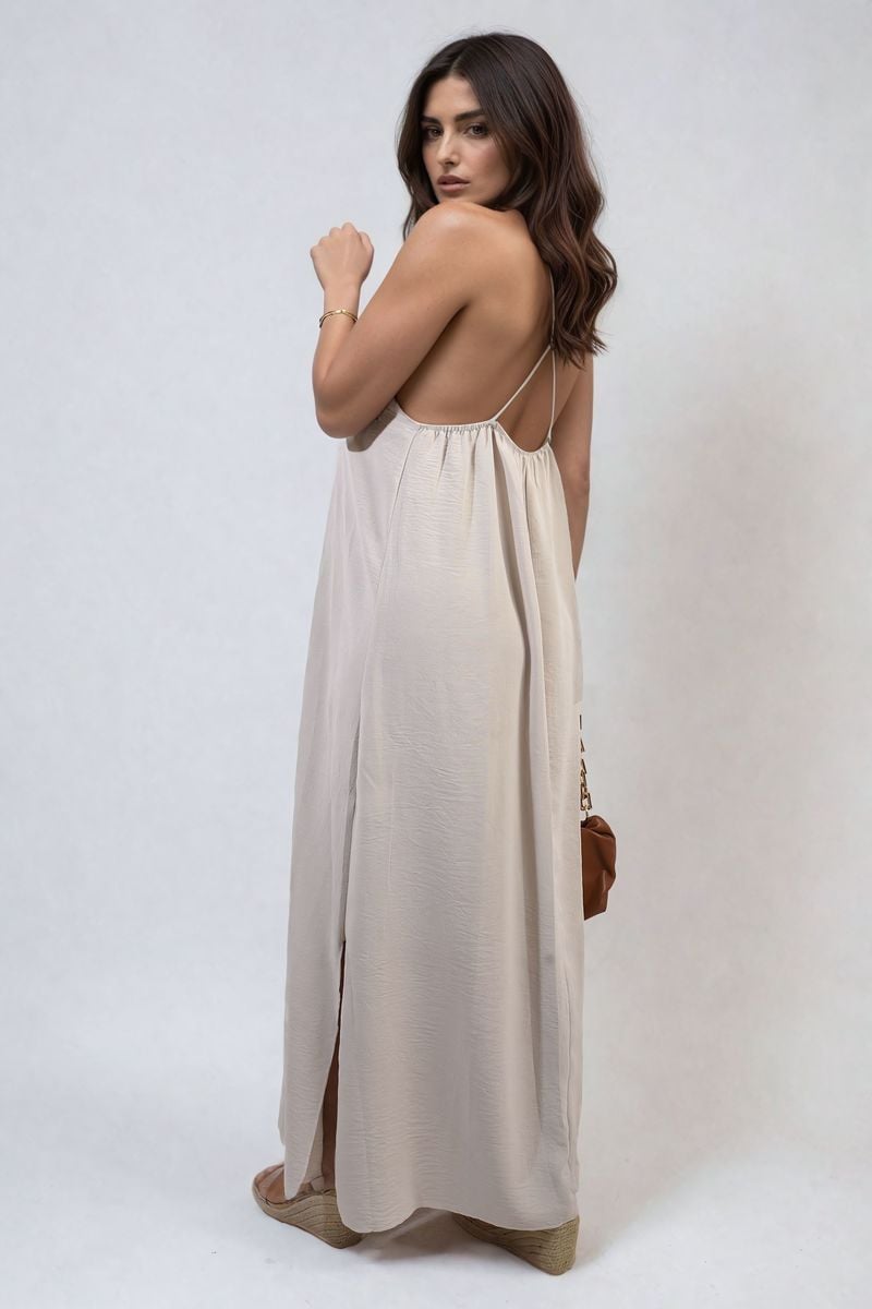 Spaghetti Strap Side Slit Maxi Dress Moda