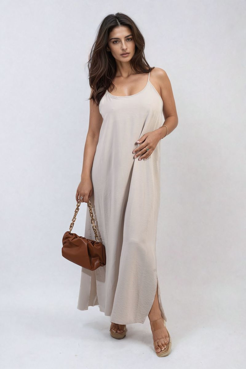 Spaghetti Strap Side Slit Maxi Dress Moda