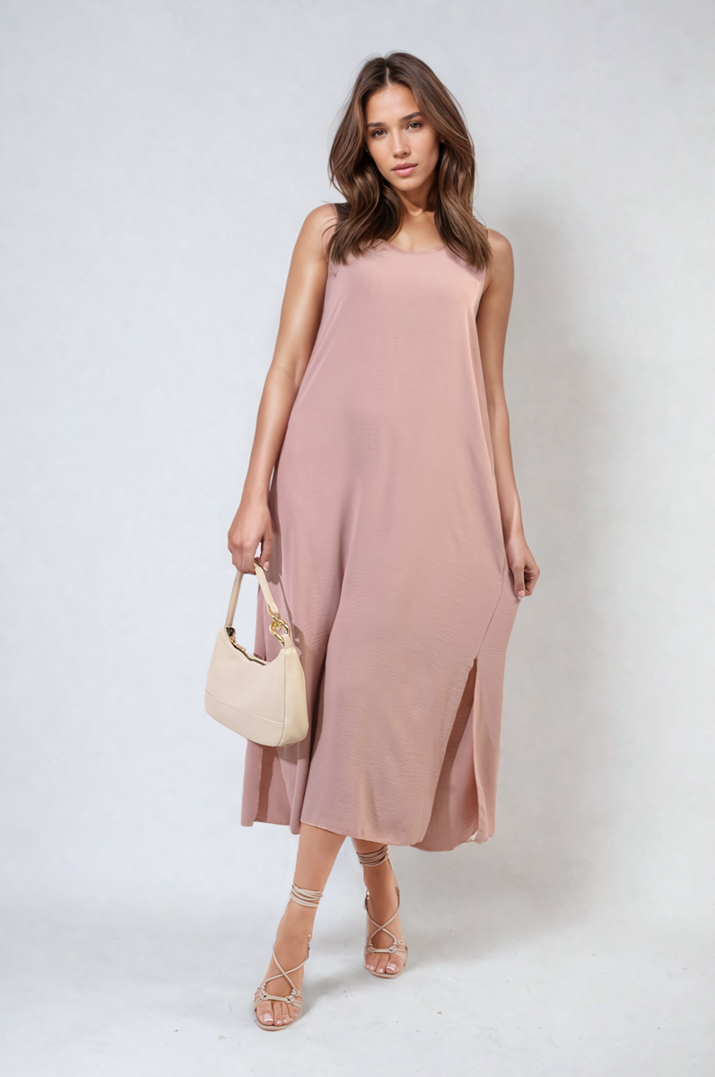 Spaghetti Strap Side Slit Maxi Dress Moda