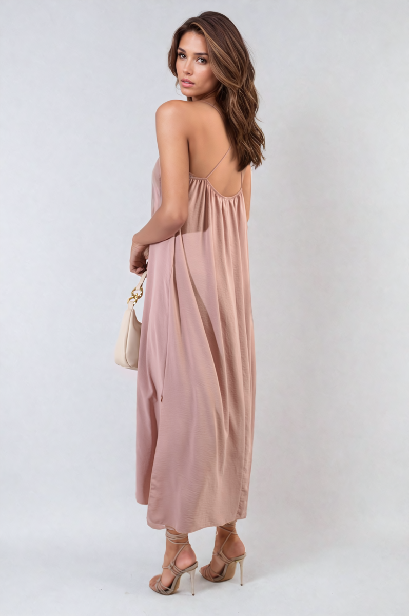 Spaghetti Strap Side Slit Maxi Dress Moda