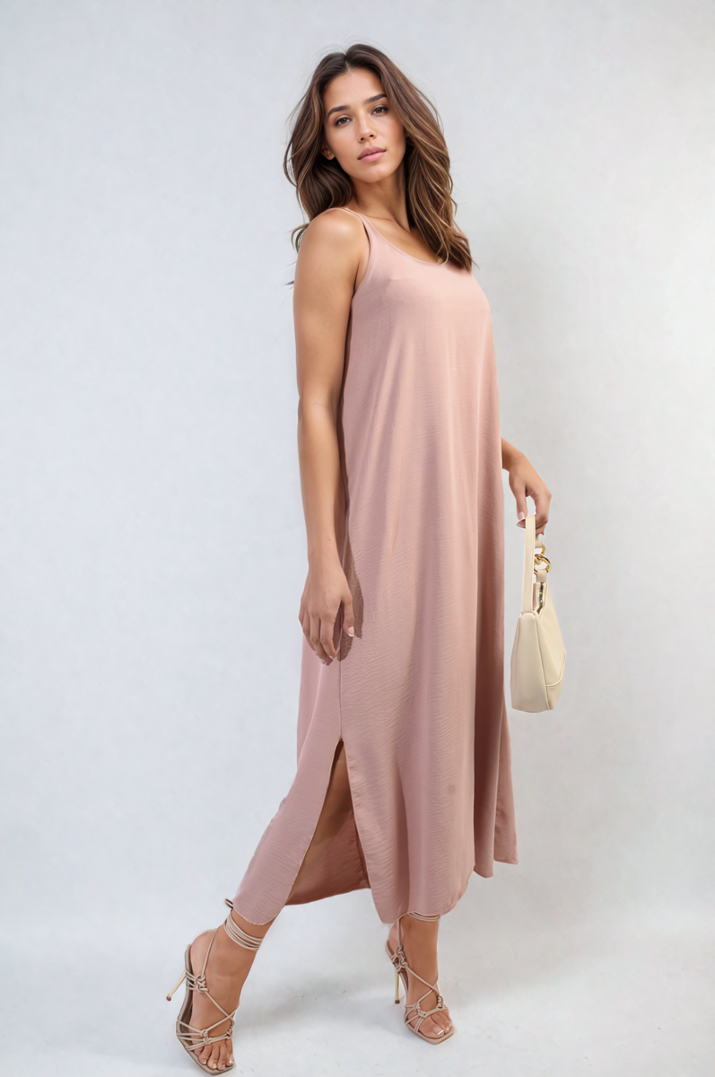 Spaghetti Strap Side Slit Maxi Dress Moda