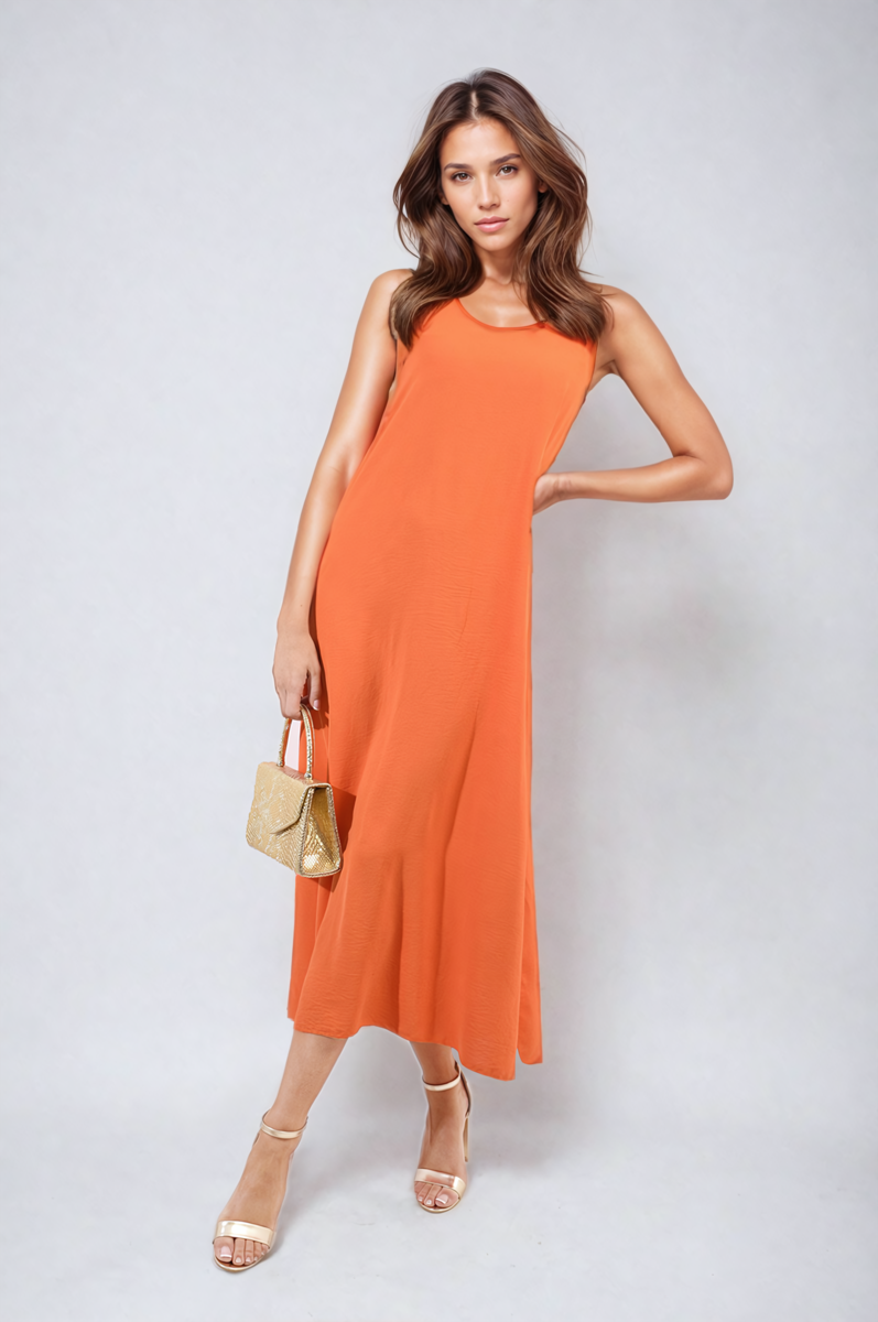 Spaghetti Strap Side Slit Maxi Dress Moda