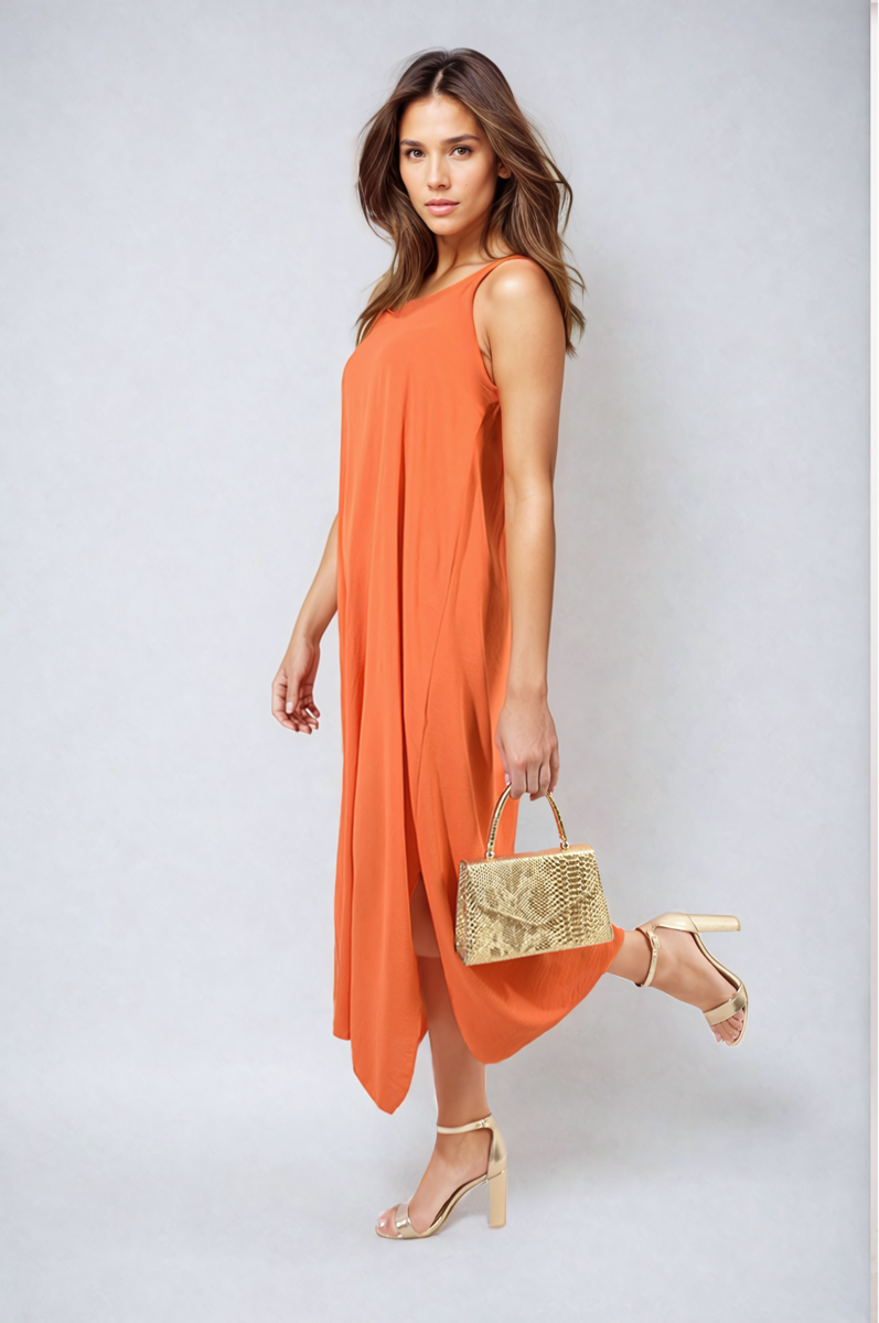 Spaghetti Strap Side Slit Maxi Dress Moda