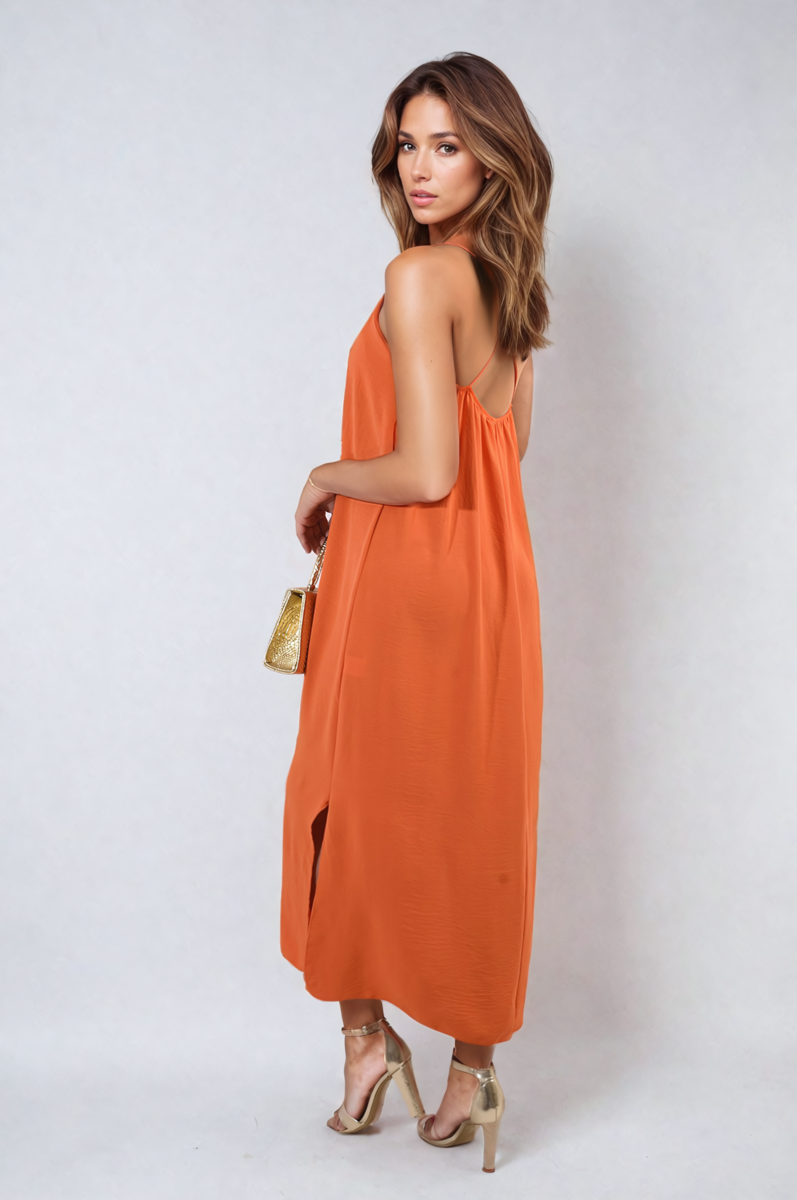 Spaghetti Strap Side Slit Maxi Dress Moda