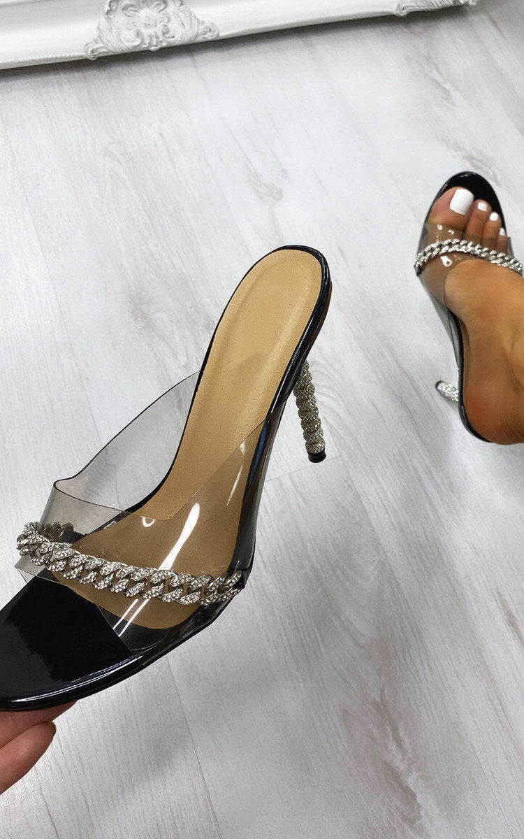 Chain Detail Heels Moda