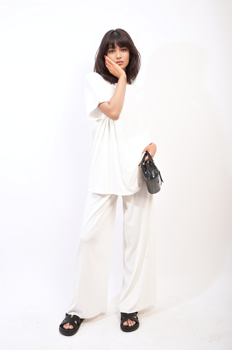 Oversized Top and Wide Leg Trouser Co-ord Set Moda