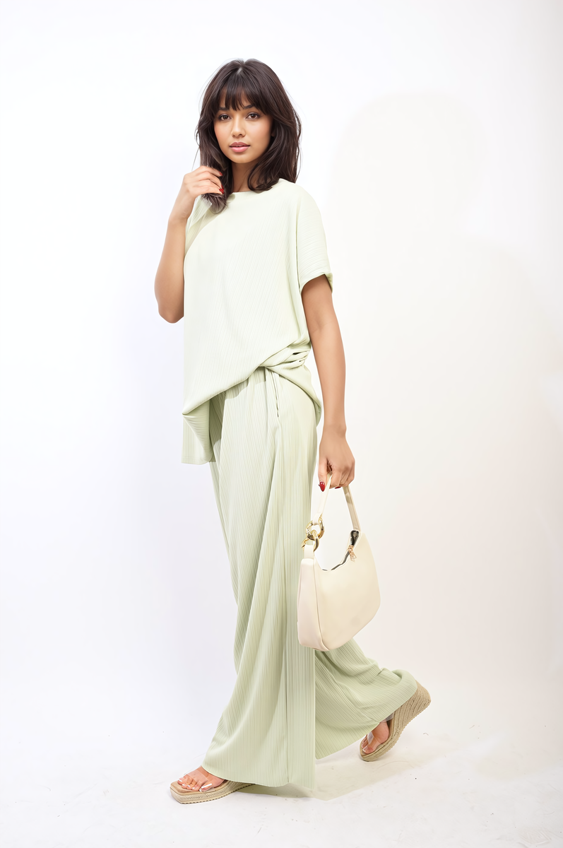 Oversized Top and Wide Leg Trouser Co-ord Set Moda