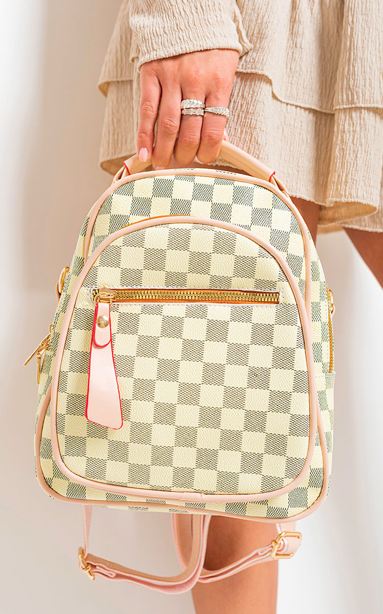 High Quality Checked Print Mini Backpack