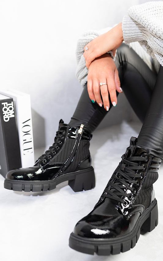 Lace Up Chunky Ankle Boots