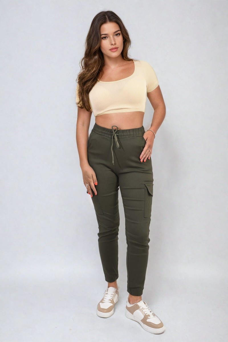 Drawstring Waist Cargo Trouser Moda