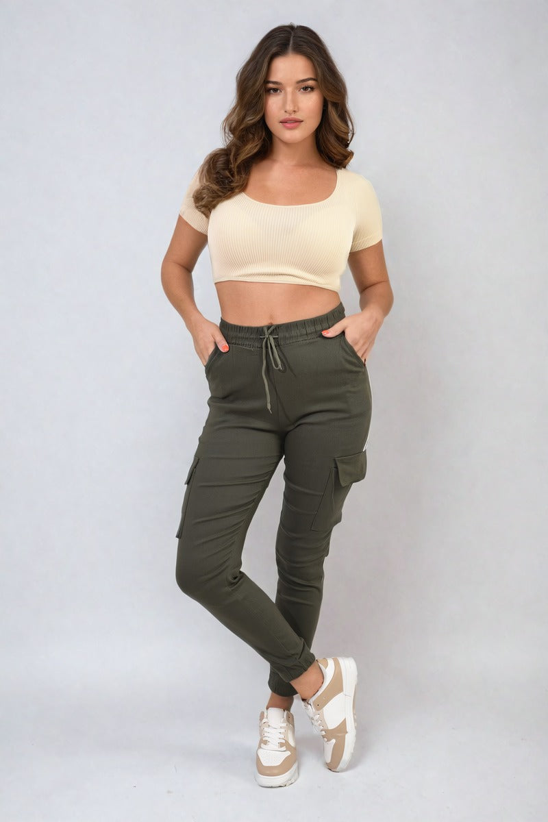 Drawstring Waist Cargo Trouser Moda