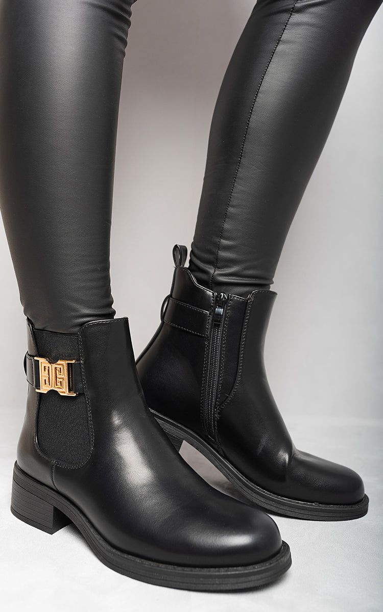 Side Buckle Chelsea Ankle Boots