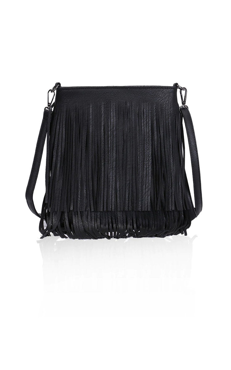 Faux Leather Fringe Bag