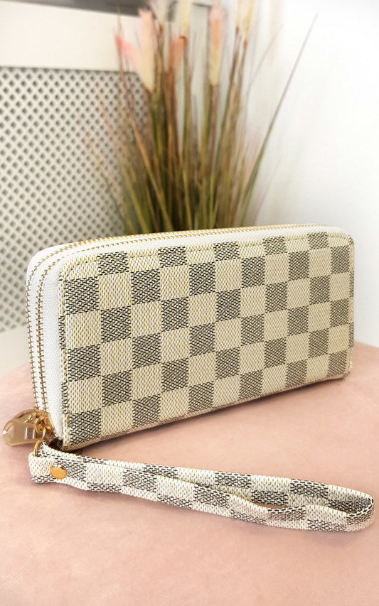 Check Double Style Zip Purse