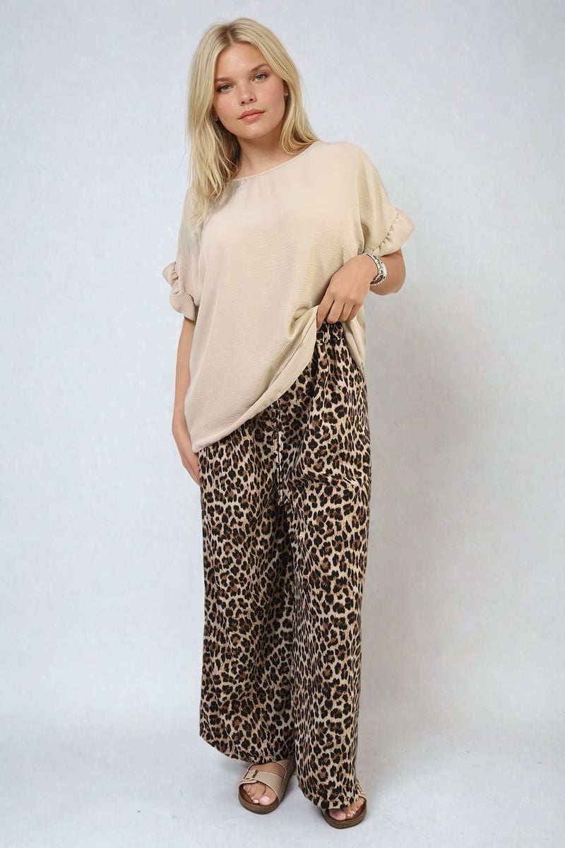 Leopard Print Wide Leg Trouser Moda