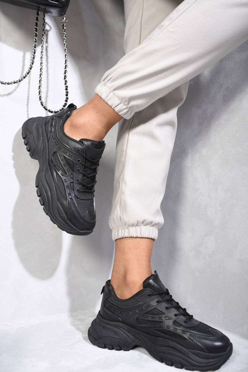 Wedge Lace-Up Chunky Trainers Moda