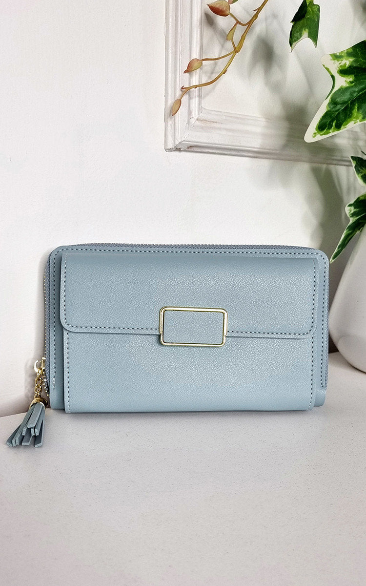 Faux Leather Zip Detail Clutch Moda