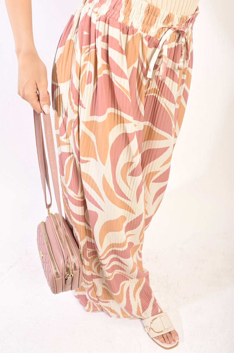 Abstract Pattern Wide Leg Trousers Moda