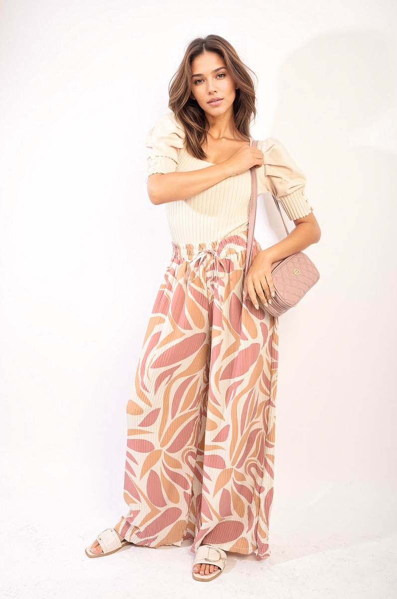 Abstract Pattern Wide Leg Trousers Moda