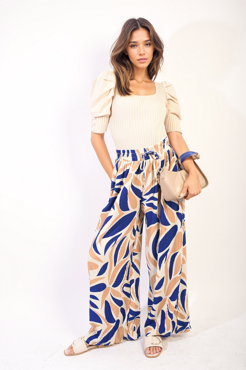 Abstract Pattern Wide Leg Trousers Moda