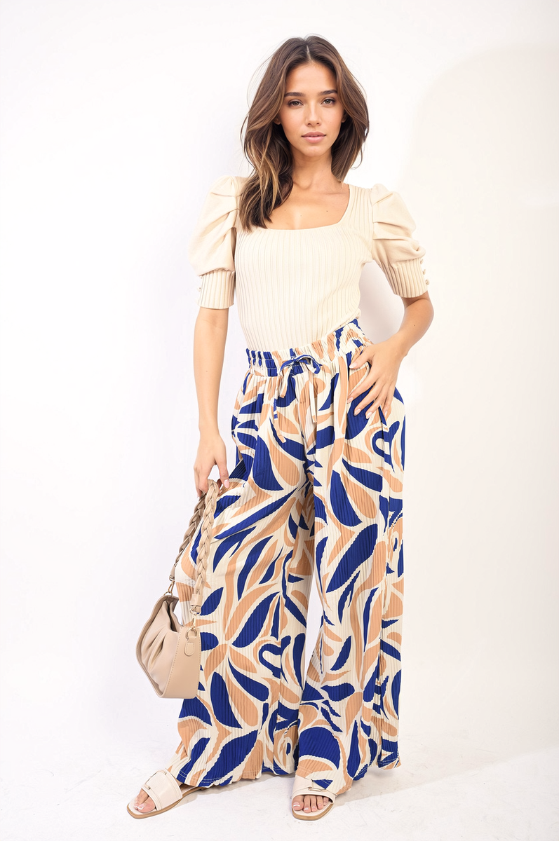 Abstract Pattern Wide Leg Trousers Moda