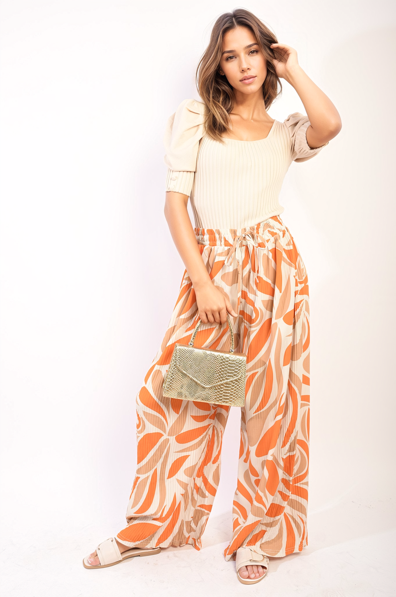 Abstract Pattern Wide Leg Trousers Moda