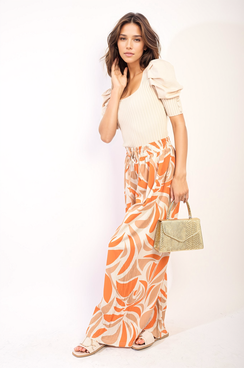 Abstract Pattern Wide Leg Trousers Moda