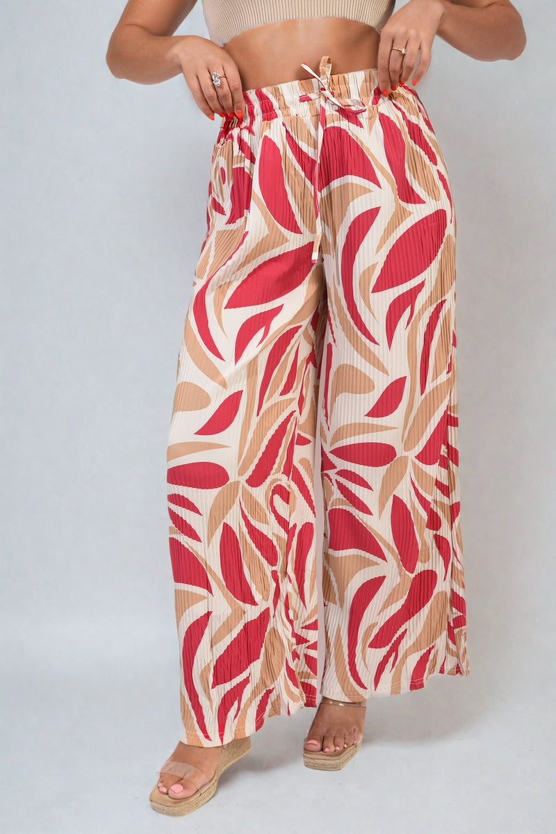 Abstract Pattern Wide Leg Trousers Moda