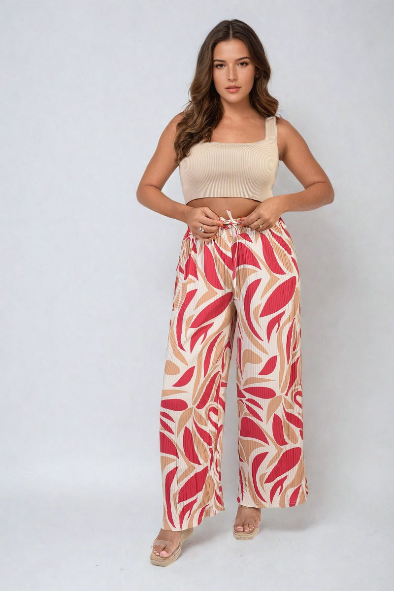 Abstract Pattern Wide Leg Trousers Moda