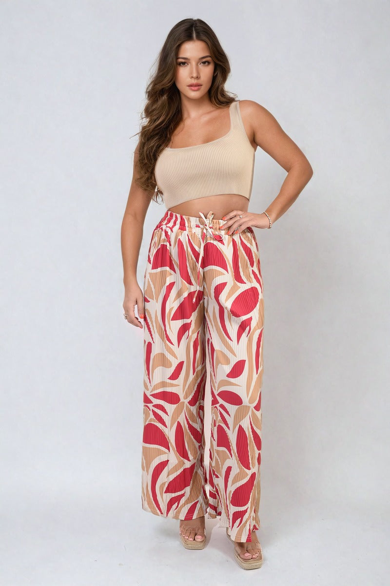 Abstract Pattern Wide Leg Trousers Moda