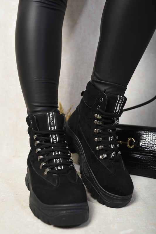 Chunky Lace-Up Platform Ankle Boots Moda