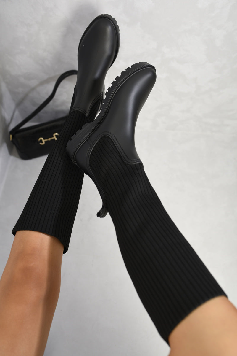 High Sock Platform Boots Moda