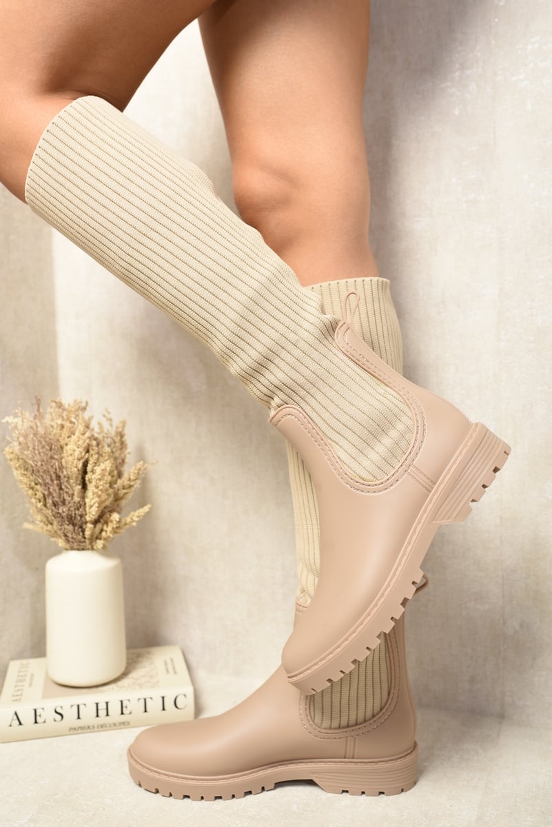 High Sock Platform Boots Moda