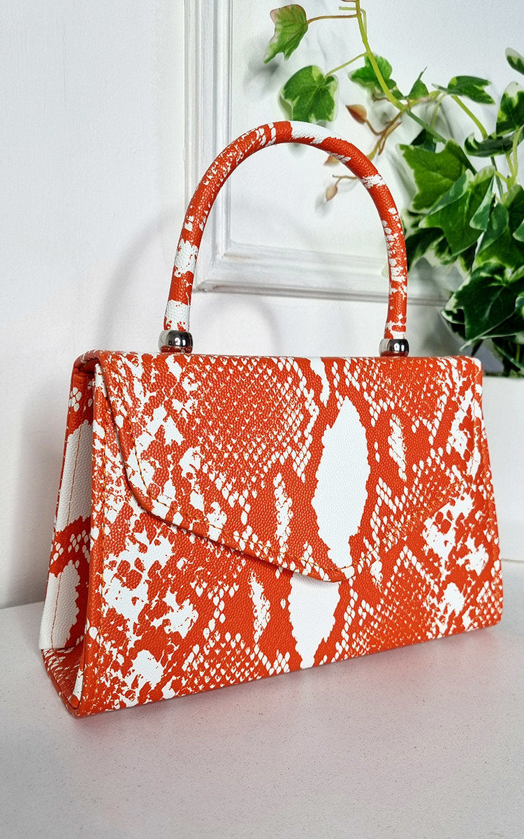 Faux Leather Printed Fold Over Bag Moda