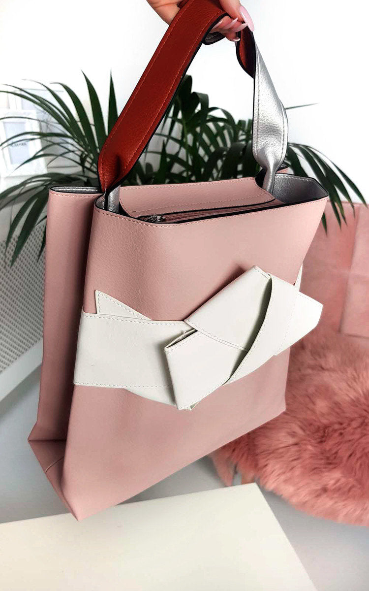 Colour Block Bow Tote Handbag Moda