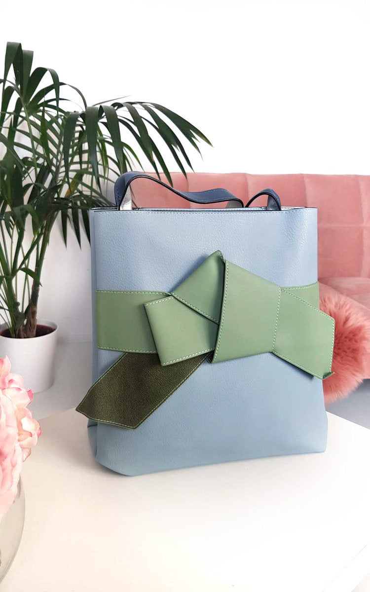 Colour Block Bow Tote Handbag Moda