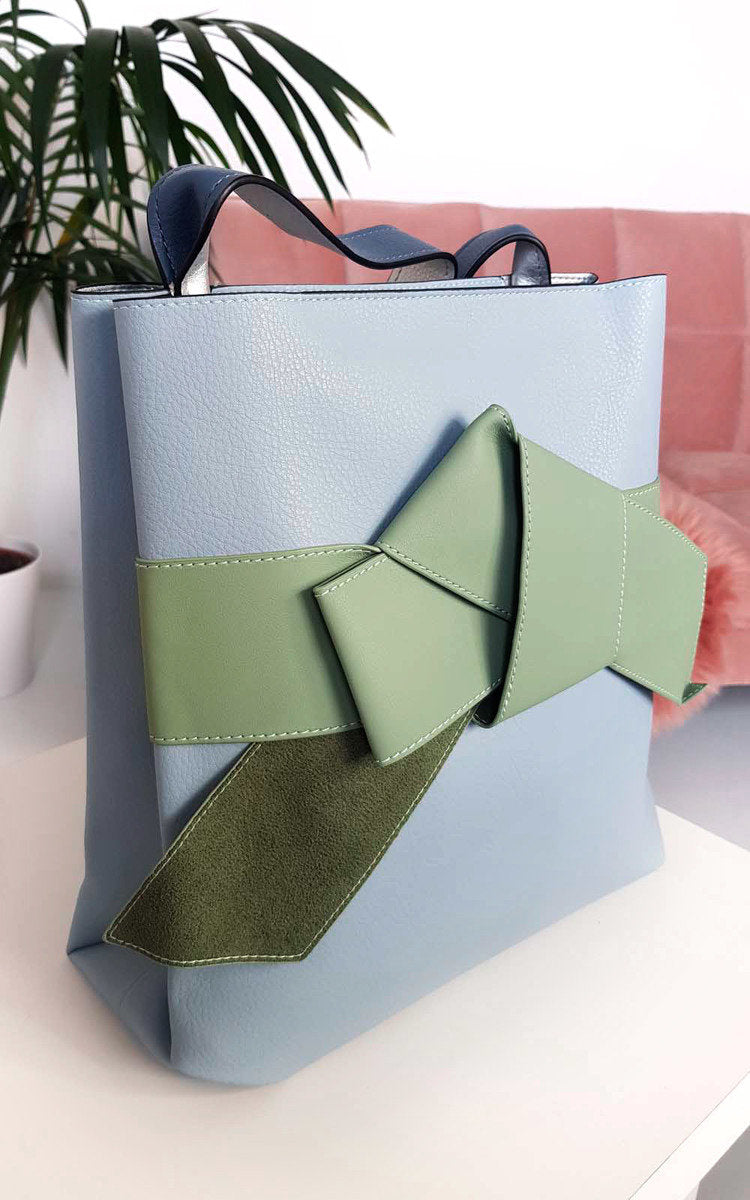 Colour Block Bow Tote Handbag Moda